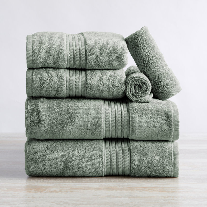 Ensemble de serviettes 6 pièces 100% coton super doux à séchage rapide, Eucalyptus