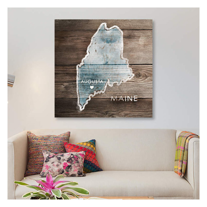 « maine rustique map », impression sur toile, H 12 po x l 12 po x P 0,75 po