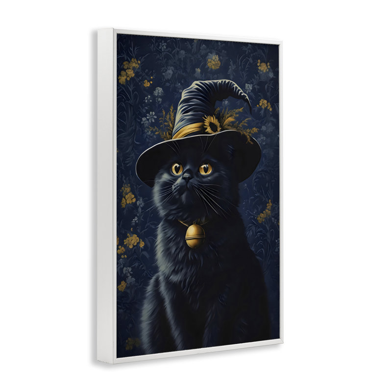 Giclée encadrée par Mystic Blue Witch Cat, conception par Arlington Prints, H 18 po x l 12 po