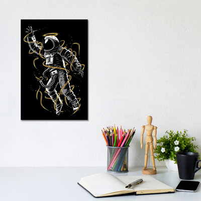Astronaut Golden Lines by Alberto Perez - Wrapped Canvas Print