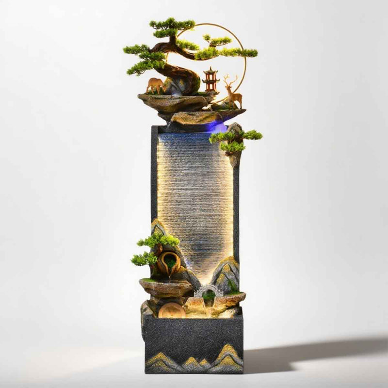 Resin Artistic Landscape Water Fountain, 66.93" H x 25.98" W x 14.57" D