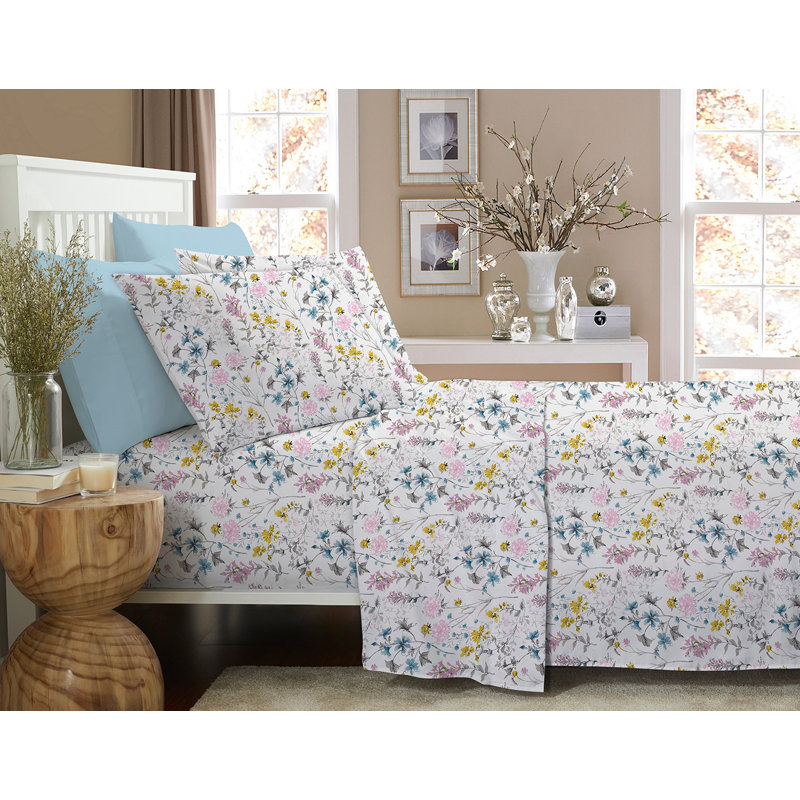 Ensemble de draps 100% coton 6 pièces Bibb Home 1200tc - 10 motifs, Simple, Vert menthe