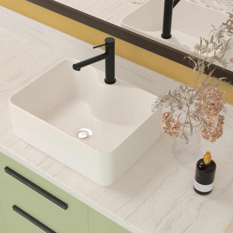 Lavabo de salle de bain vasque rectangulaire en céramique 16 po x 12 po
