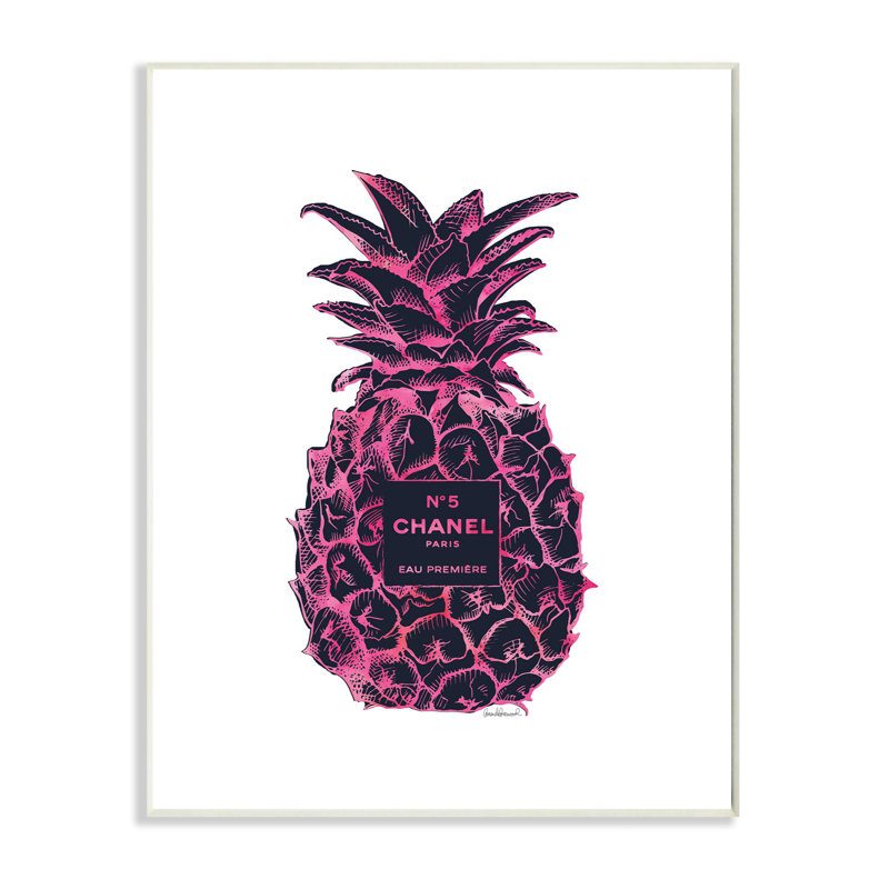 « mode motif d’ananas rose noir », impression, H 19 po x l 13 po, Plaque murale