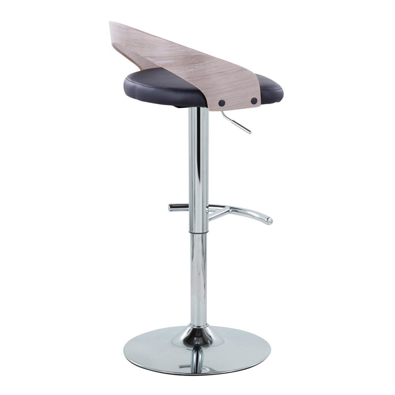 Tabouret de bar réglable, Light Grey/Black, Silver