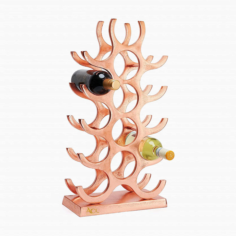 Anira 15 Bottle Tabletop Wine Bottle Rack, Rose Gold