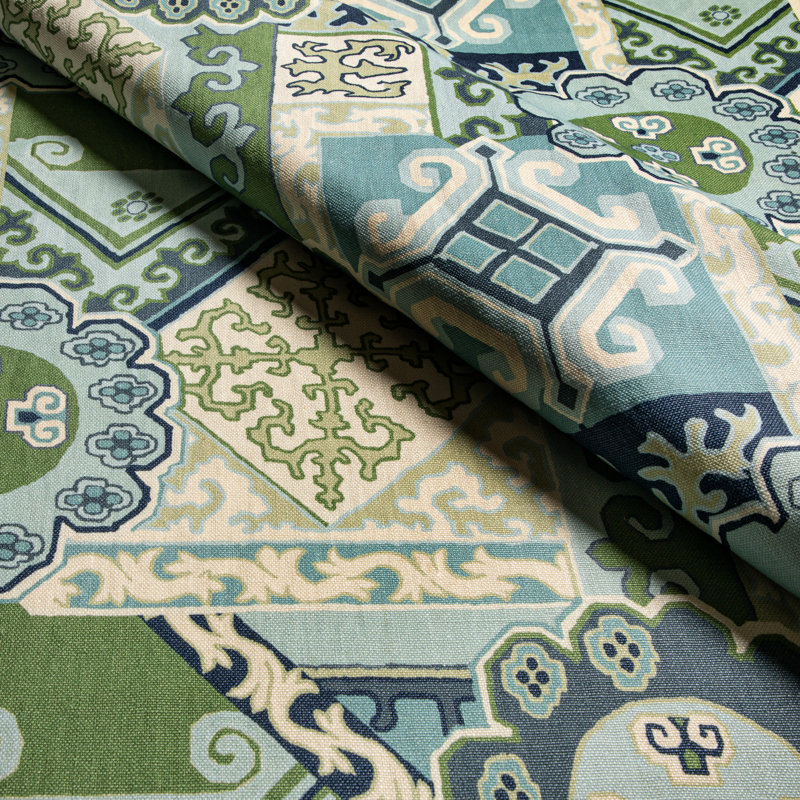 Mindoro Batangas Print Fabric, Aqua/Leaf
