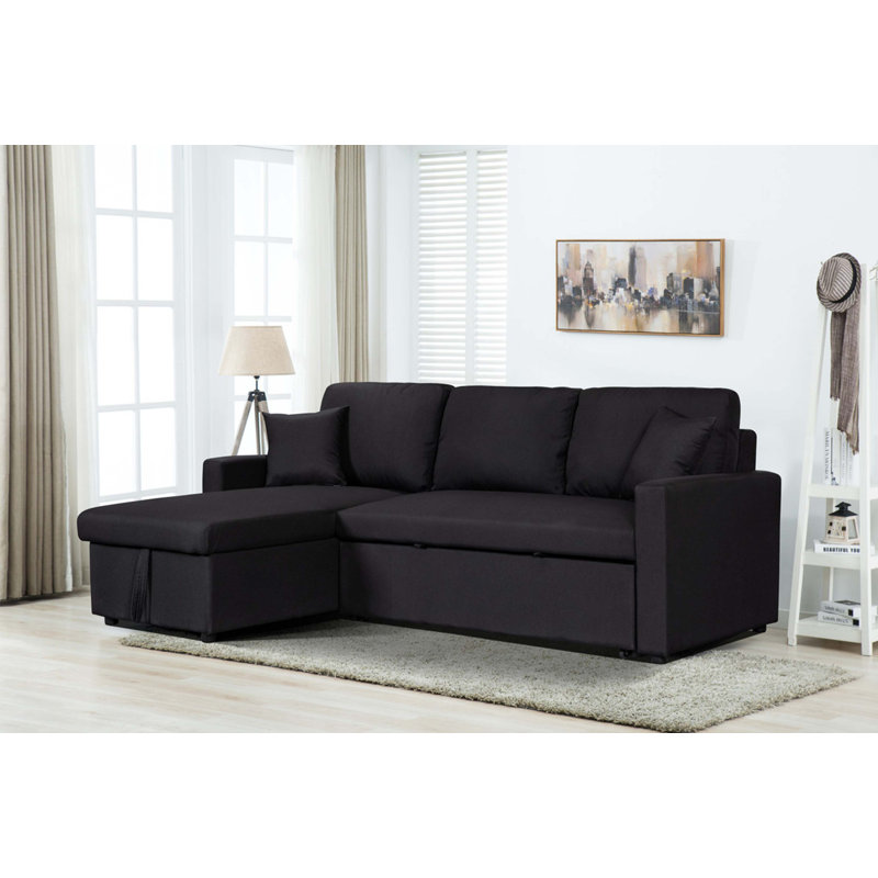 Canapé modulaire réversible en tissu de lin 82 po avec méridienne Paisley