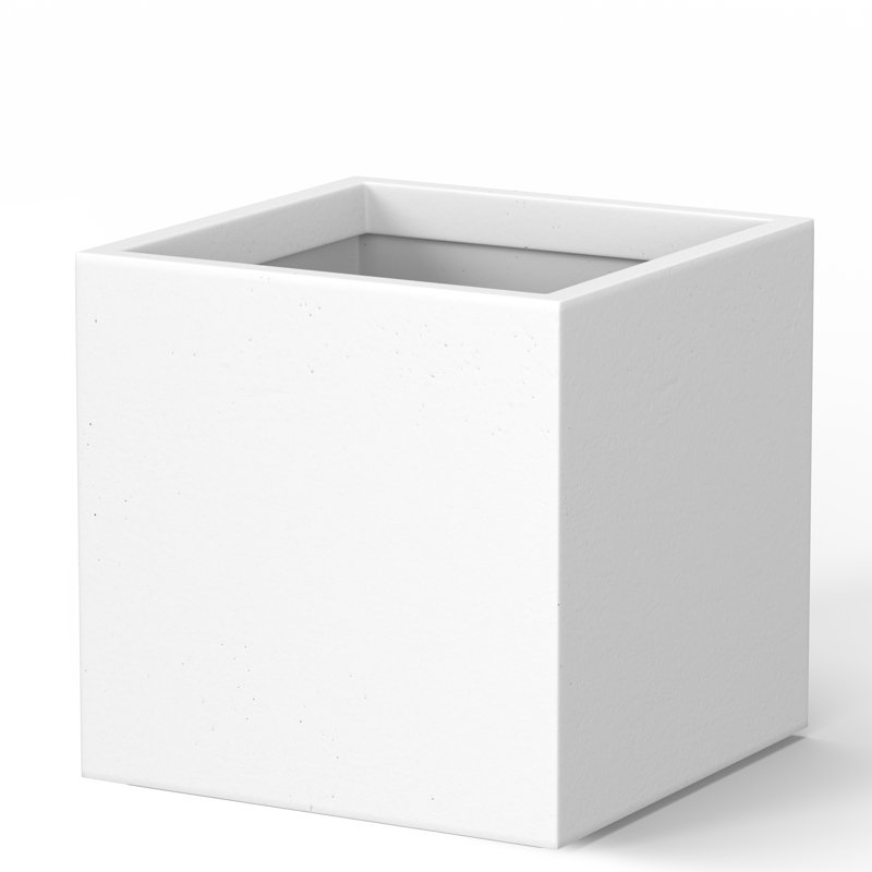 Redegonda Handmade Planter Box, Crisp White, 10" H x 10" W x 10" D