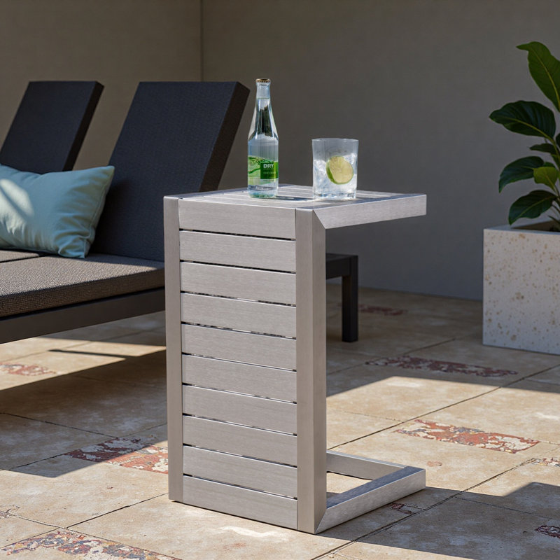 Table en forme de C Coral Alu, Argent