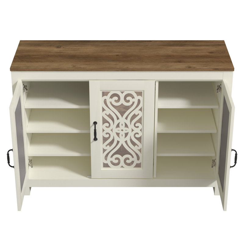 Ariba 16 Pair Shoe Storage Cabinet, Ivory/Brown