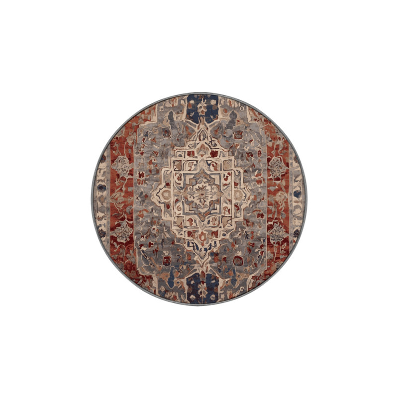 Tapis brun lavable à la machine, Rond 3 pi