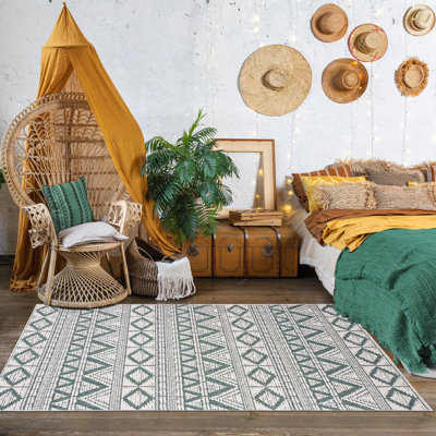Peale Geometric Hand Woven Indoor / Outdoor Area Rug