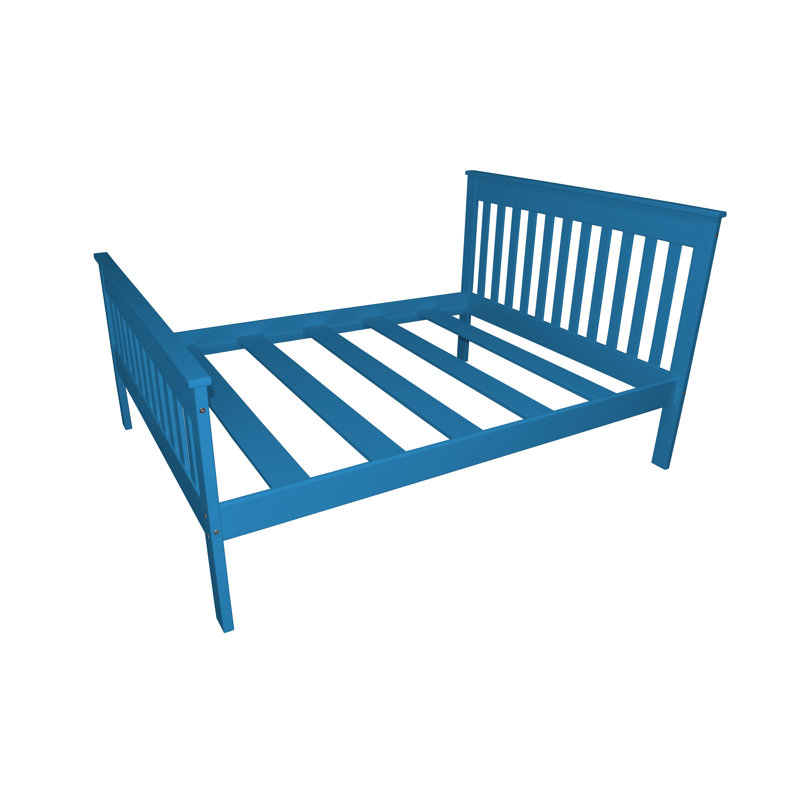 Harmony Home Collection Unfinished Solid Wood Slat Bed, Caribbean Blue, Queen