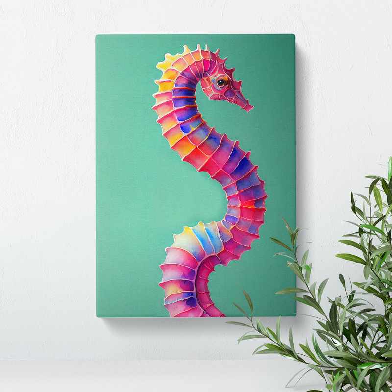 Seahorse In Colour No.3 - Wrapped Canvas, 60cm H x 40cm W x 3cm D