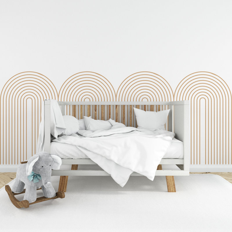 Décalcomanie murale arc festonné, décalcomanies festonnée, décalque de décoration murale Boho, chambre de bébé Boho, demi-mur festonné, décalque mural arche, décalque de bordure 338RS