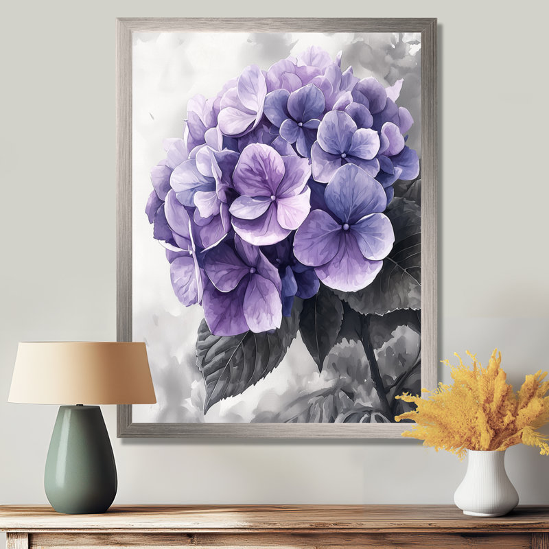 Pennels - décoration murale florale, Argent argent, H 44 po x l 34 po, Reproduction encadrée d'une seule photo