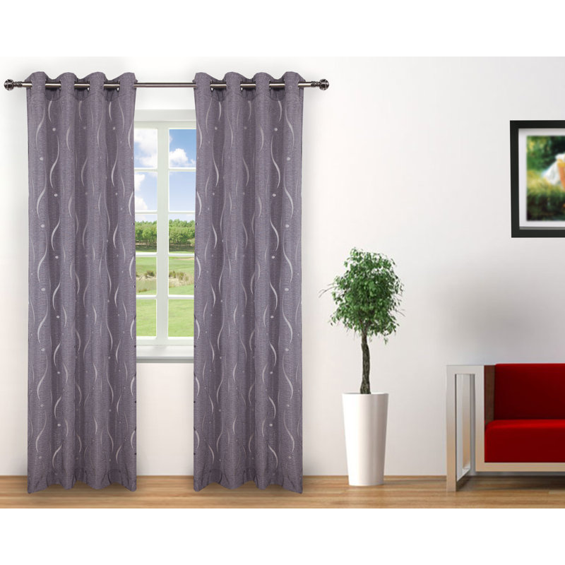 Henriksen Semi Sheer Curtain Panel Pair, Grey