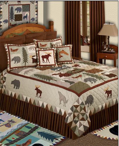 Courtepointe White Mountain Whispers, véritable patchwork, pièces assemblées, matelassé traditionnel à la main, taies décoratives et coussins assortis disponibles