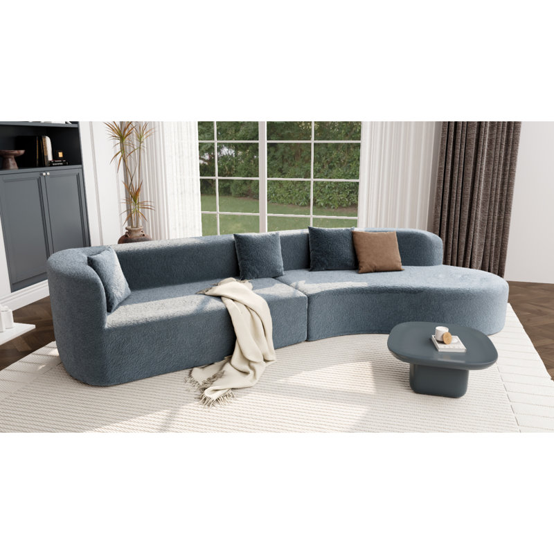 Canapé modulaire en chenille moderne, design incurvé, salon spacieux