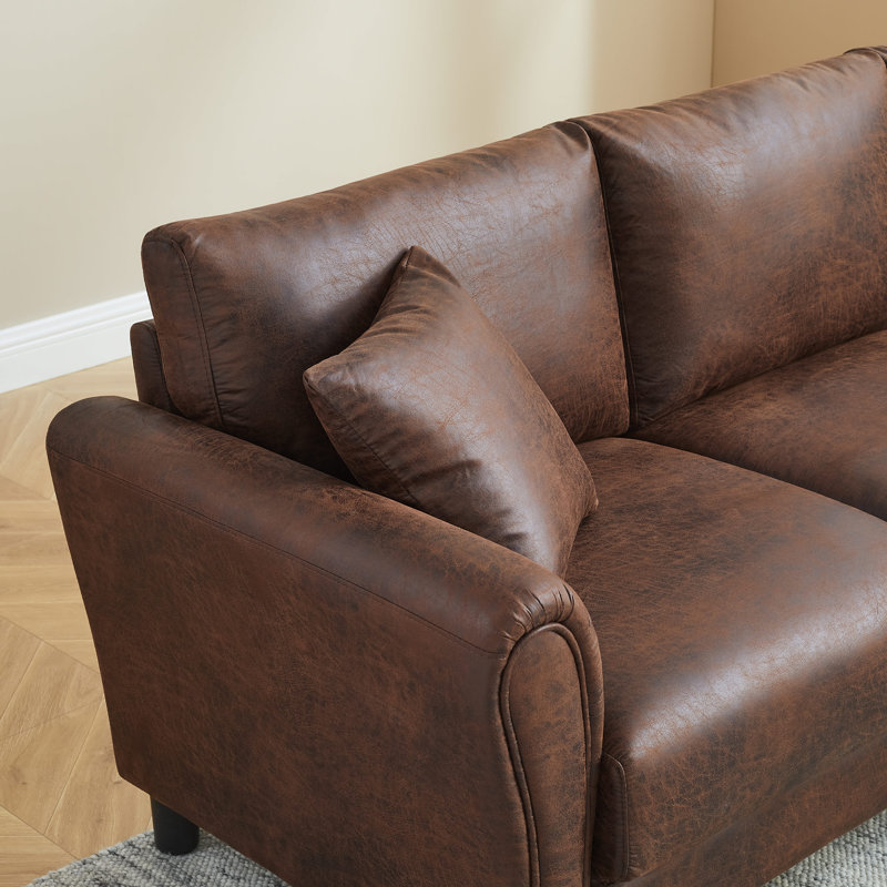 Canapé à accoudoirs roulés 86,5 po Mid-Century, Marron foncé
