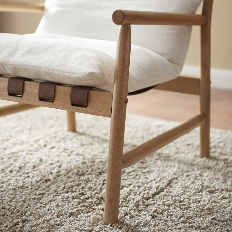 25.5" Wide Upholstered Accent Chair with Wooden Legs and One Pillow
