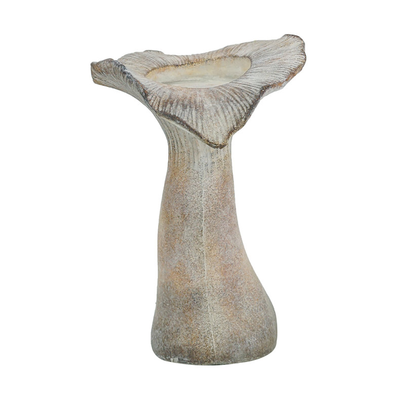 Abstract Cement Mushroom Candle Holder - Gray/Brown, 9.3" H x 6.1" W x 7.1" D