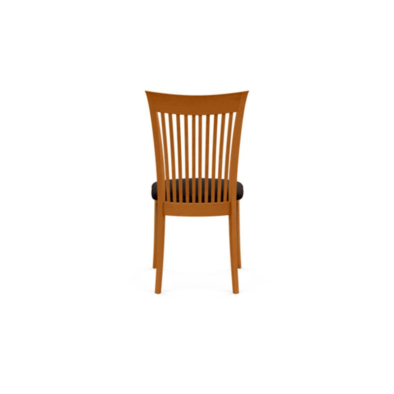 Sarah Upholstered Dining Chair, Natural Cherry, Ebony Leather