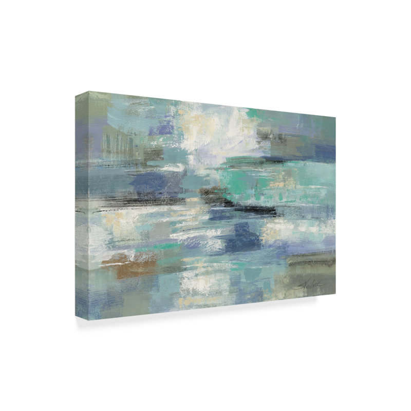 «Clear Water Blue and Gray», reproduction de peinture acrylique sur toile tendue, H 22 po x l 32 po x P 2 po