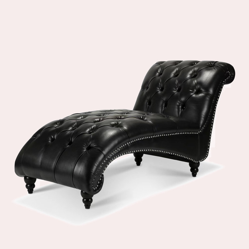 Chaise longue rembourrée Jesualdo, Similicuir noir
