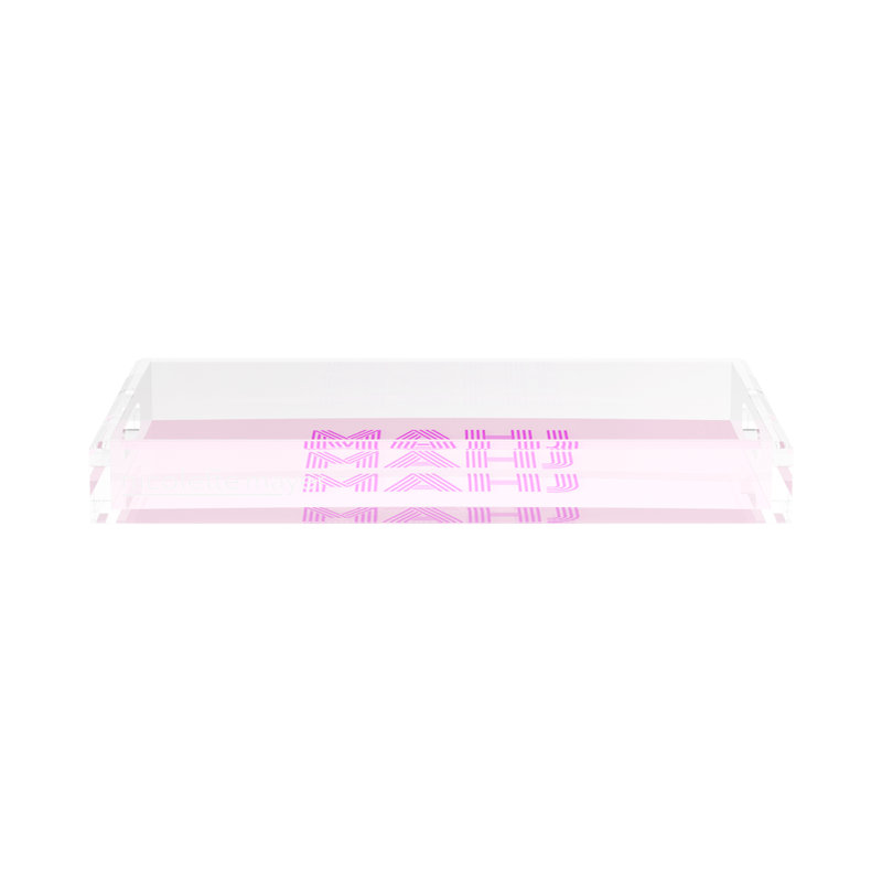 Mahjong Acrylic Decorative Tray, Rectangle, 17"W x 10.5"D x 2"H, Pink