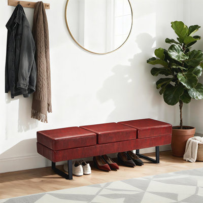 Spradley Waiting Room Bench, Guest Reception Bench, Faux Leather, 650 lbs Capacity