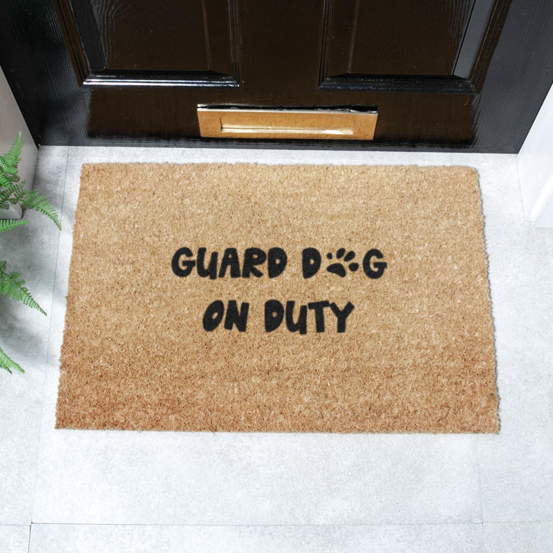 Guard Dog On Duty Coir Doormat, 60cm W x 40cm L