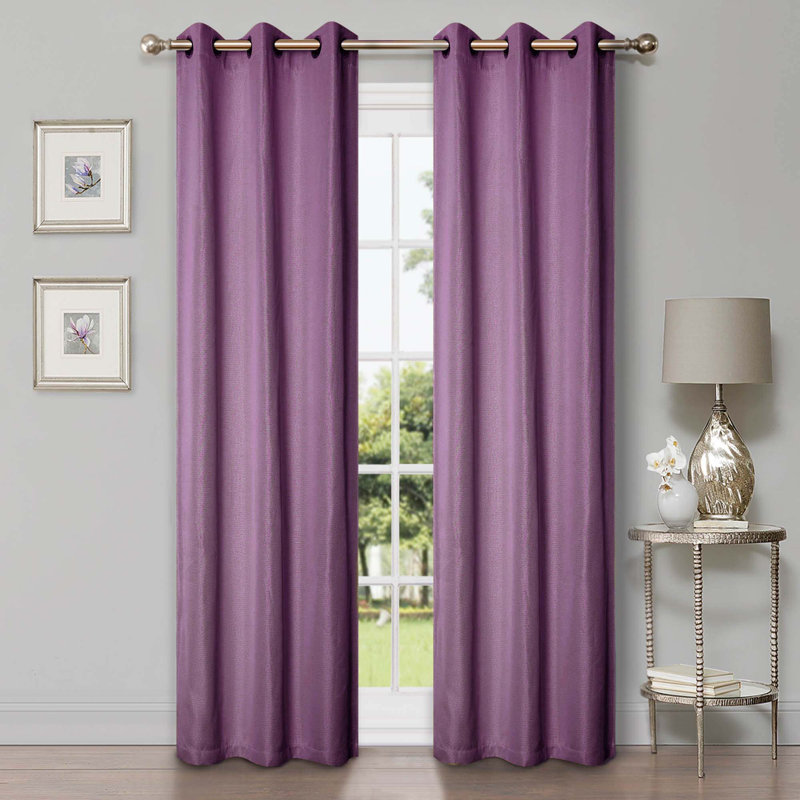 Modern Linen Inspired Classic Solid 100% Polyester Room Darkening Curtain Panel, Grommet 42" W x 84" L, Wisteria