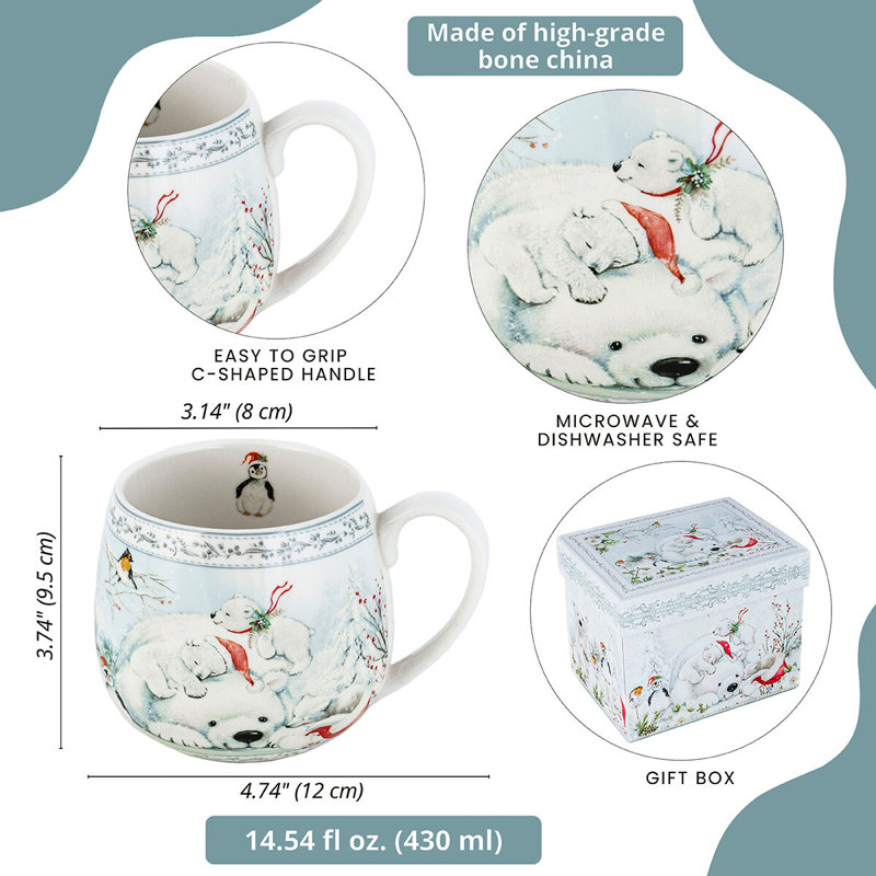 Grande tasse à ours polaire dans une boîte-cadeau