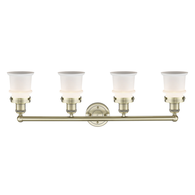 Cailen 4 - Light Dimmable Vanity Light, Matte White, Antique Brass