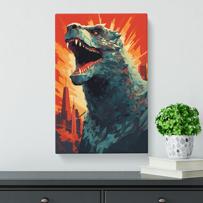 Godzilla Geometric Art - Wrapped Canvas