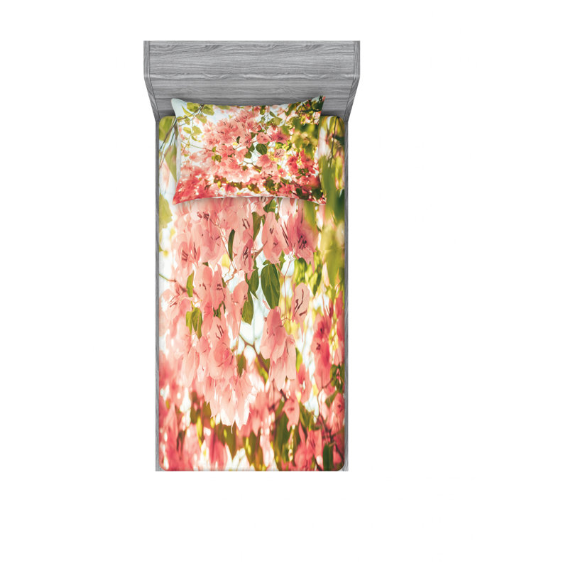 Microfiber Floral Sheet Set, Twin Sheet Set with Fitted Sheet