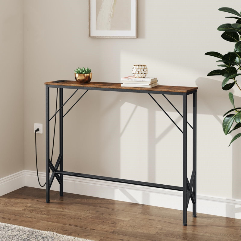 Console étroite 39,4 po avec station de charge rapide, canapé mince