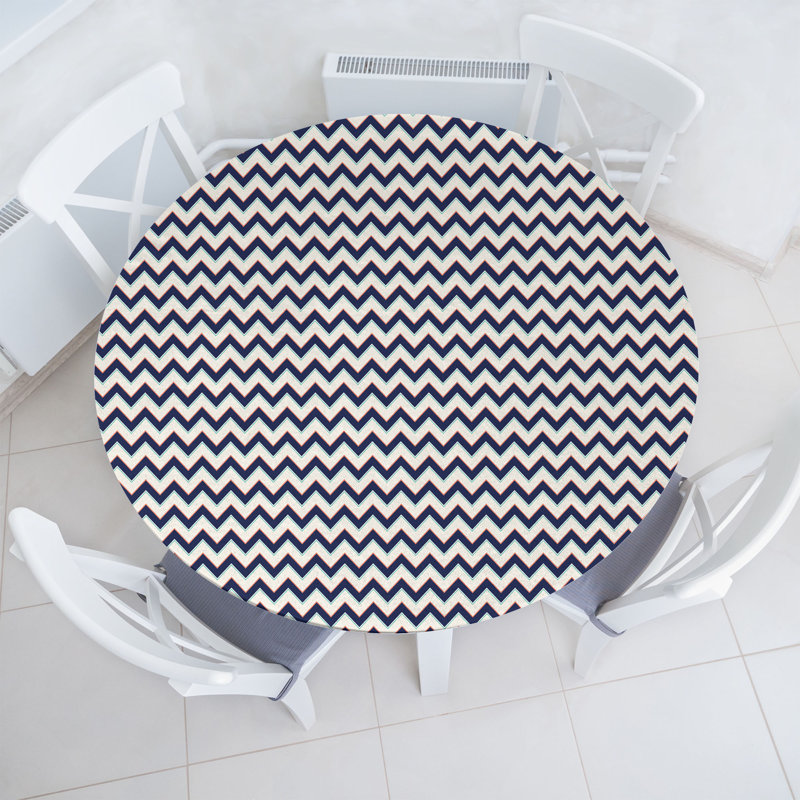 Union Rustic Zig Zag Fitted Round Tablecloth Multicolor, 47.24" Round