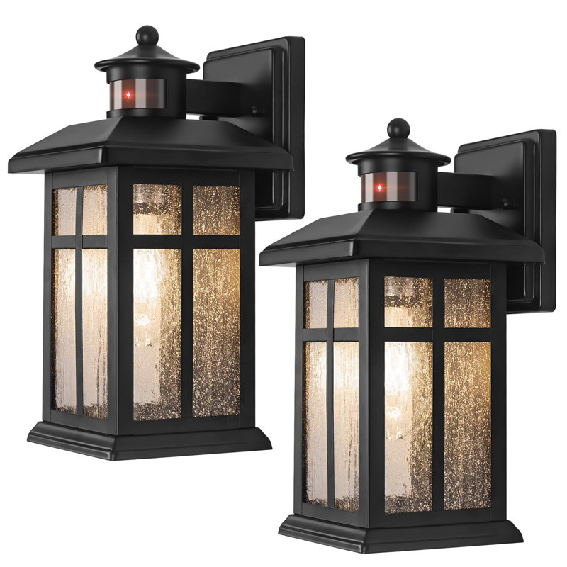 2-Pack Exterior Motion Wall Sconces, Black
