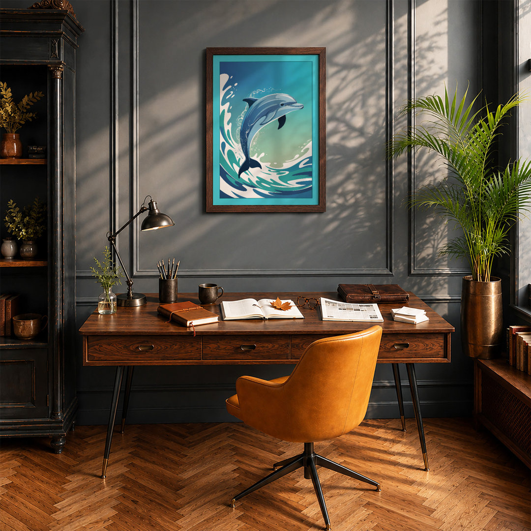 Leaping Dolphin Coastal - Framed Print