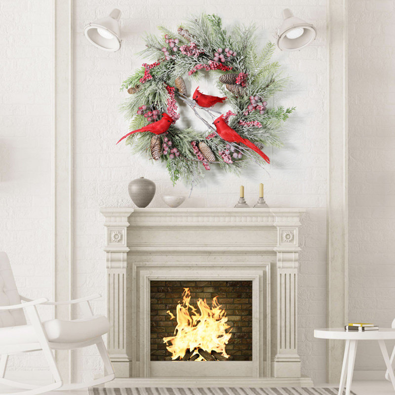 Guirlande de Noël perroquet rouge artificiel à la main avec guirlande de Noël 17,7 pouces