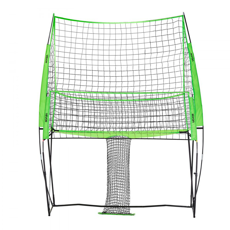 Volleyball Training Net System Adjustable Practice Equipment Indoor Outdoor, 136.8" H x 144" W x 39.6" D, Black/Green