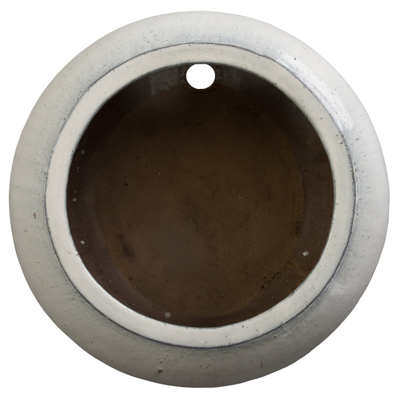 24 in. Moon White Ceramic Round Planter (24 in. L x 24 in. W x 12 in. H) with Drainage Hole