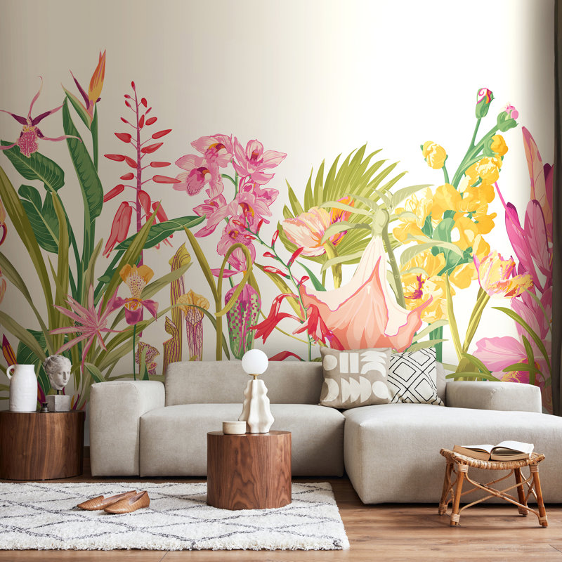2.8m x 3.5m Smooth Wallpaper Roll, Pink/Beige