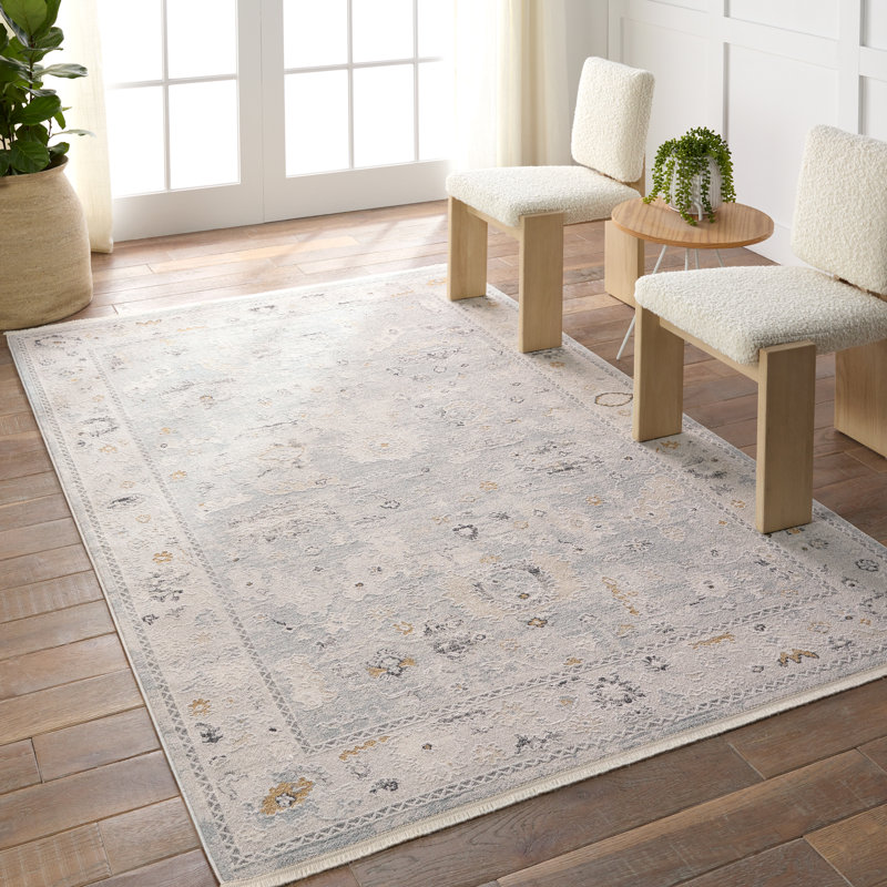 Tapis oriental rectangulaire en polyester / polypropylène tissé à la machine Damein, Rectangle 6 pi 7 po x 9 pi 6 po