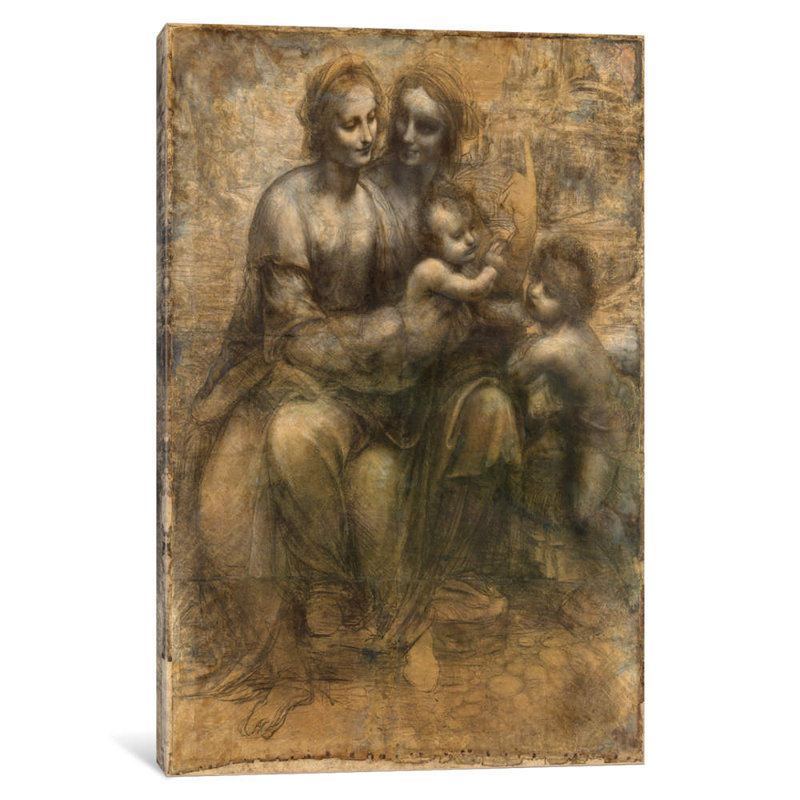 The Virgin And Child With Saint Anne And Saint John The Baptist by Leonardo Da Vinci - Painting on Canvas, No Frame