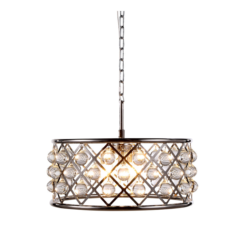 Lustre cylindrique unique à 5 lumières Swinney, Nickel poli