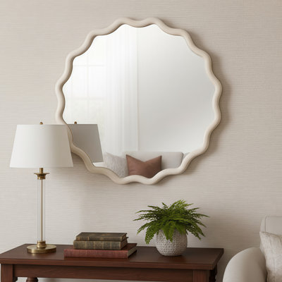 Miroir décoratif rond en bois massif de 36 pouces, pour chambre à coucher, salle de bain, salon, entrée